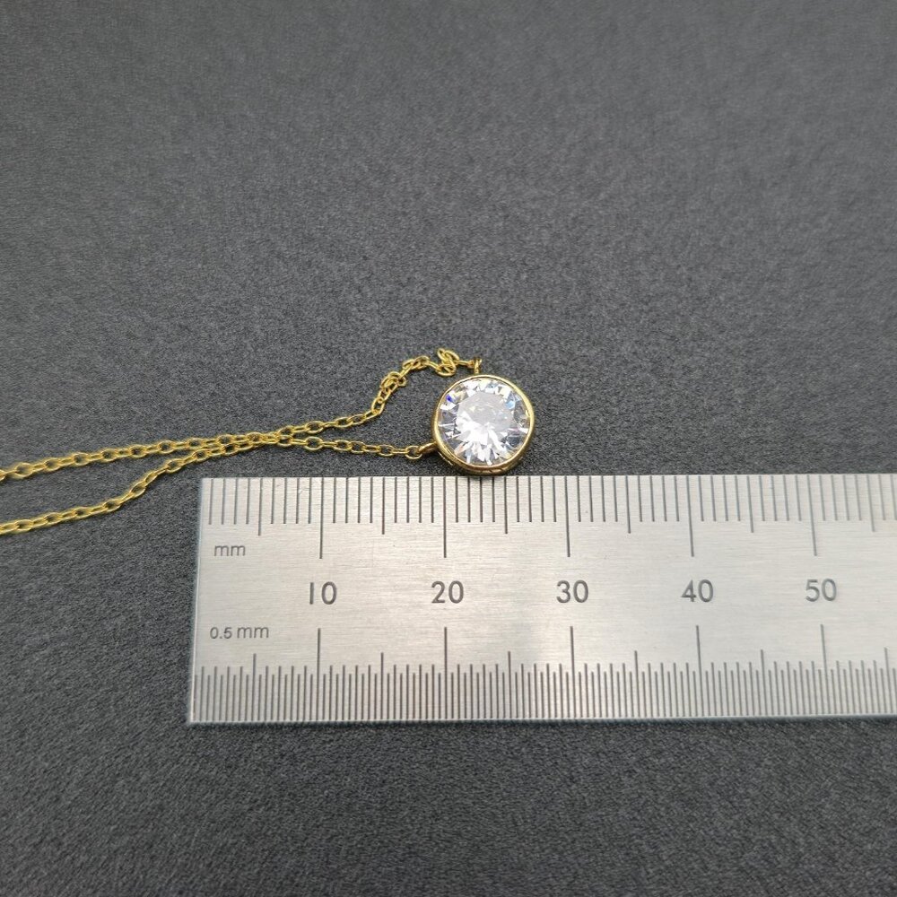 18 Inch Gold Over Sterling Silver Bright Cubic Zirconia Gem Necklace A6060 - Picture 7 of 8